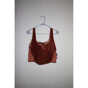 NEW Velvet Tan Crop Corset Bodice Top Mixed Threads Size XL
